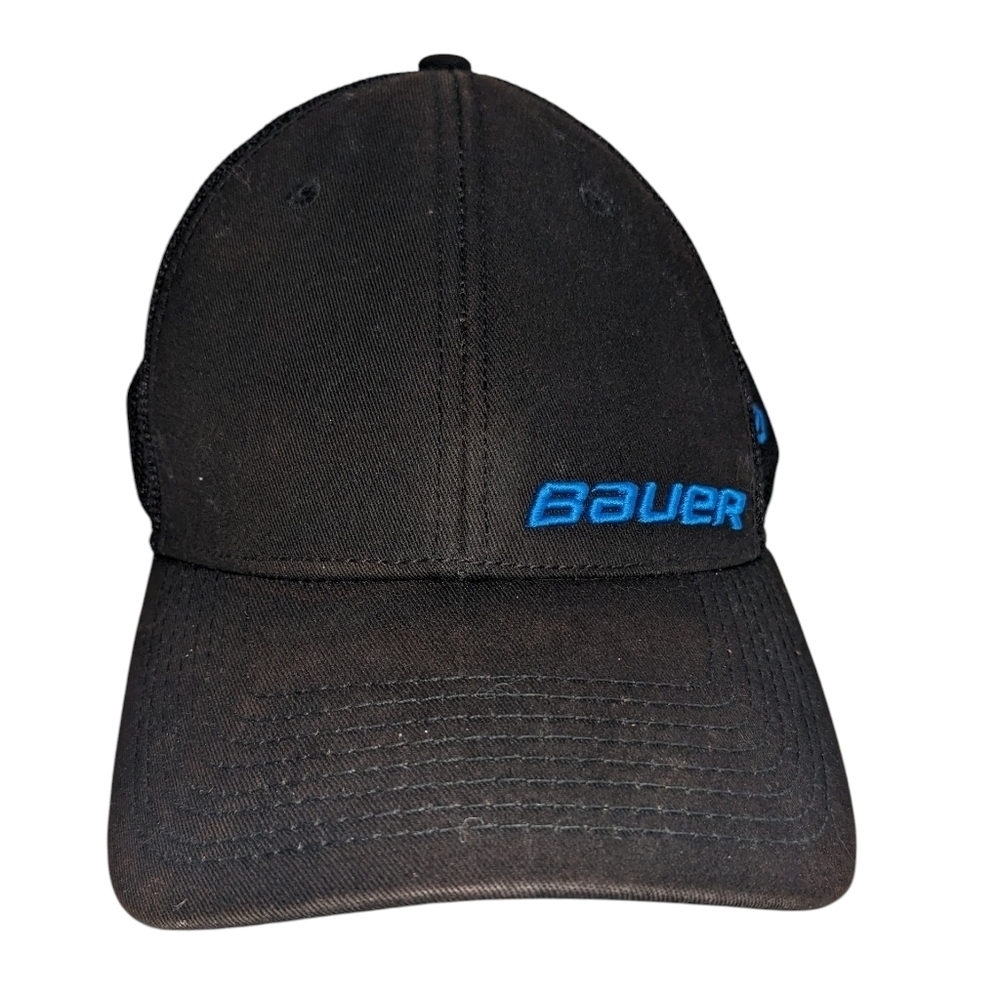 Bauer Men's Black Hat with Blue Embroidery OS Retro Fall Winter Trucker Hat